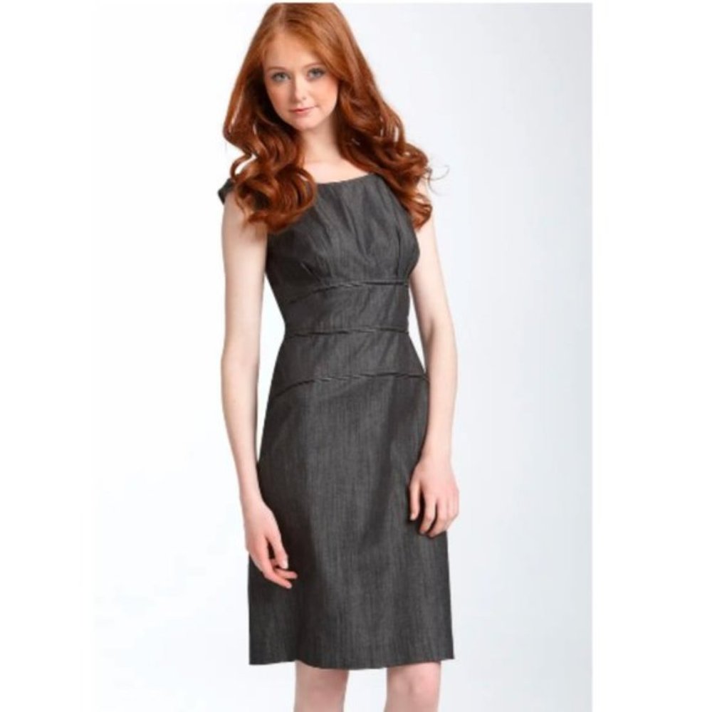 Calvin Klein Sheath Dress Charcoal 10 zipper knee